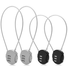 4 Pcs Cable Padlocks Combination, Flexible Padlocks with Code Long, Travel Luggage Suitcase Padlock for Home and Outdoor, 2 Size