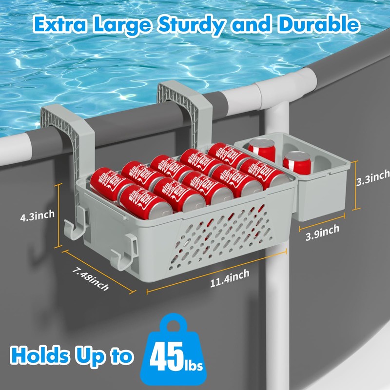 Poolside Storage Basket 2 Pack - Above Ground Pool Accessories,