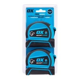 OX Tools Pro Dual Auto Lock Tape Twinpack - 8m / 26ft, Blue (OX-P505488)