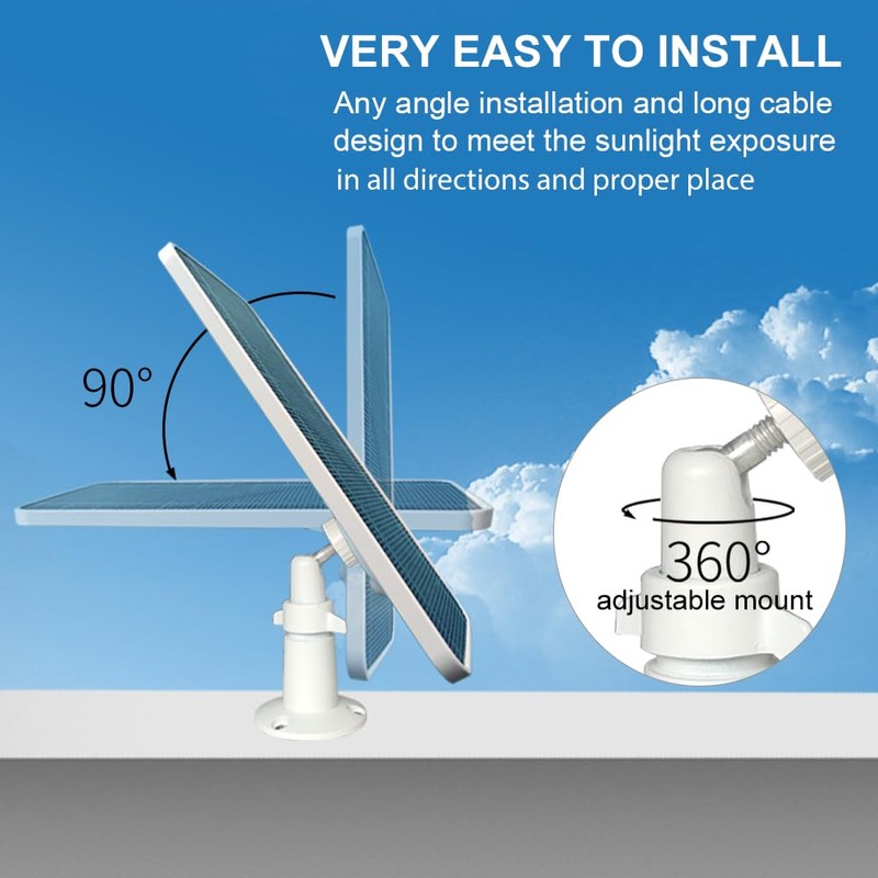 JJMASEE Solar Panel for SimpliSafe Outdoor Security Cameras (2 Pack),