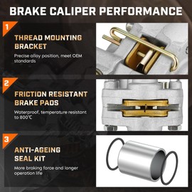 Youxmoto Rear Left/Right Brake Caliper with Pads, 1999-2001 Fit for Polaris Magnum 325 500; 1998-2004 for Scrambler 500; for Trail Blazer/for Trail Boss 325 330; for Xpedition/Xplorer; for 1910691