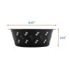 Large Stainless Steel Dog Bowl, Black with Bones, 48 Fluid
