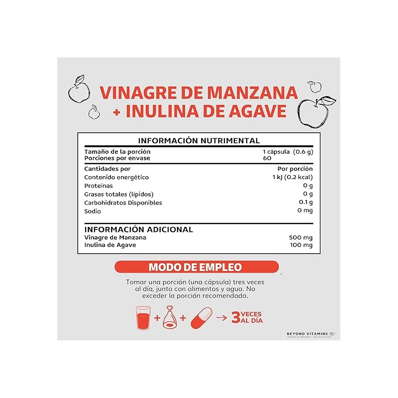 Vinagre de Manzana + Inulina de Agave | 60 Cápsulas