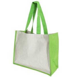 Westford Mill W422 Classic Jute Shopper - Eco-Friendly Reusable Tote Bag - Apple Green
