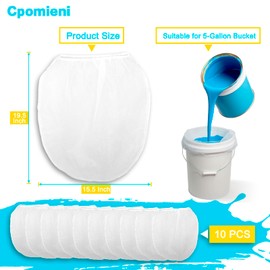 Cpomieni 10 PCS Paint Filter Bags, 5 Gallon White Fine Mesh Strainer Bags, Elastic Top Opening Mesh Bag for Paint, Gardening & Hydroponics