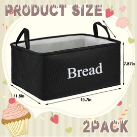 HFYZZ 2 Packs Bread Storage Basket for Pantry, Imitation Linen Bread Baskets Foldable Bread Storage Containers with Handles for Pantry Kitchen Counter to keep Bread, Rolls, Snacks