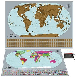Tephran Scratch Off Map of The World Poster
