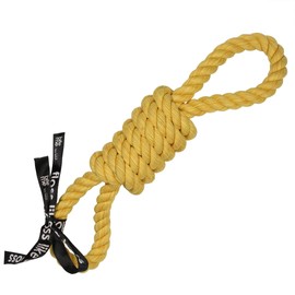 EBI Tug Life Rope 2 Loops 32cm Yellow with Fetch and Pull Buckle Cotton Tightly Twisted Mix Yellow Heart Helps Healthy Teeth and Gums