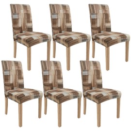 Modern Brown Chair Covers for Dining Chairs Set of 6, Armless Chair Slipcover Dining Chair Seat Covers for Dining Room Chairs, Kitchen Washable Stretch Chair Protectors Covers (Brown Modern)