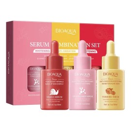 Bioaqua 3pzs Sérum Niacinamida Cúrcuma Caracol Antiarrugas