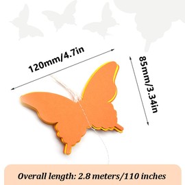 CEEYSEE 4 Pieces 3D Paper Butterfly Banner Hanging Decorations, Orange Butterfly Hanging Ceiling Decor for Birthday, Wedding