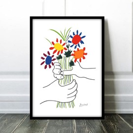 Picasso Hand Holding Bouquet Poster aoipro (A4 Size (with black frame))