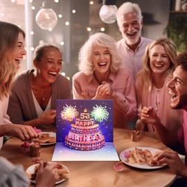 Yinqing 53rd Birthday Music & Light Pop Up Card, 'HAPPY BIRTHDAY' & Fireworks, 5x7 inches, Unisex-Adults