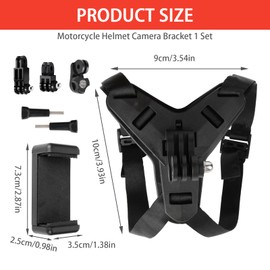 Action Cam Mount Chin, Motorcycle Helmet Mount Chin Mount Universally Compatible with GoPro Hero 13/12/11/10/9/8/7/6/5, for Osmo Action, for Session, for SJCAM, for Motorcycle, Bicycle, Outdoor