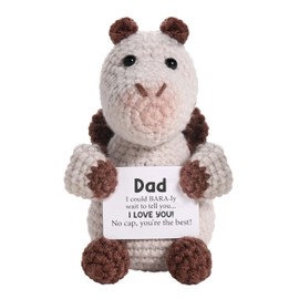 Birthday for Dad Him Men, Positive Crochet Animals Capybara Emotional Support Handmade Crochet Animals with Positive Messages Cute Desk Decorations