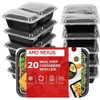 AMD Nexus [20 Pack, 32oz] 2 Compartment Plastic Meal Prep
