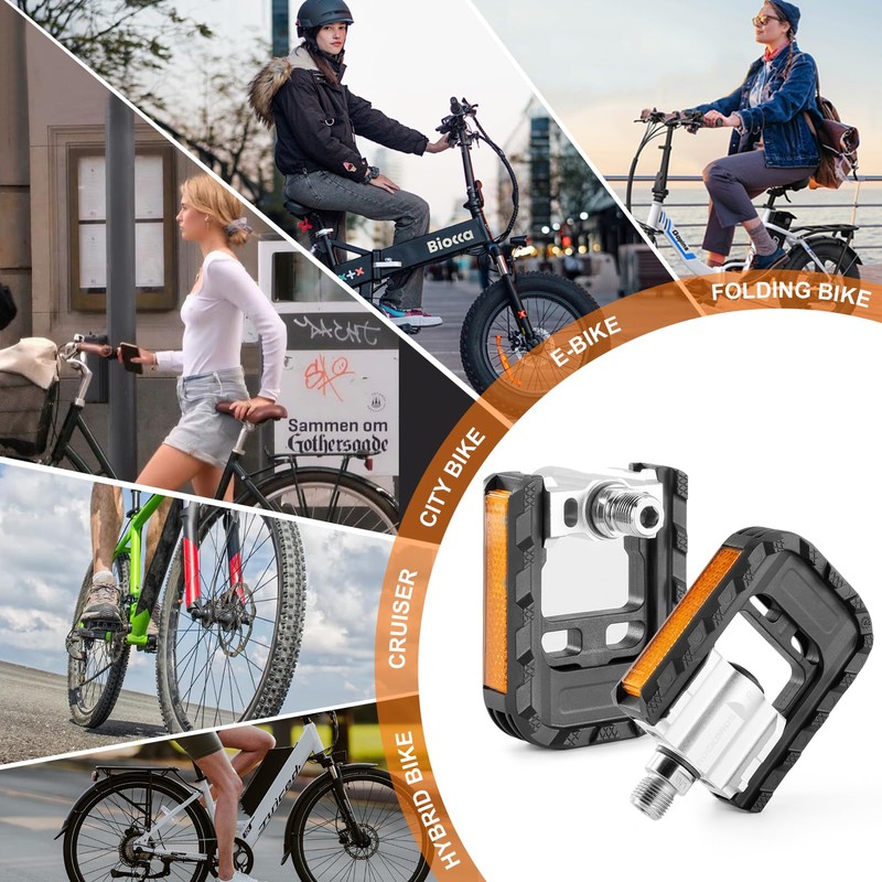 ROCKBROS Bike Peals, Foldable, Non-Slip, Aluminum Pedals with Reflectors