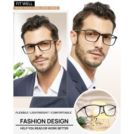 MARE AZZURO Lightweight Reading Glasses 1.25+ Men Designer Readers 1.00 1.25 1.50 1.75 2.00 2.25 2.50 2.75 3.00 3.50 4.00 5.00 6.00 (Black, 1.25)