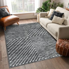 CAROMIO Area Rug 5x7 Washable Rug Geometric Indoor Area Rug Non Slip Moroccan Throw Floor Cover Modern Abstract Rug Contemporary Accent Rug Aesthetic Farmhouse Carpet for Living Room Bedroom