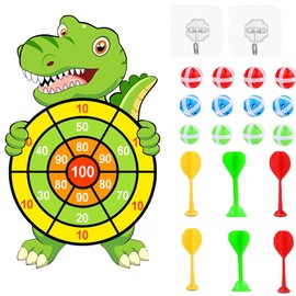 RXKFIGX 76 cm Children's Dartboard Dinosaur Toy for 3-9 Dartboard Children Throwing Game for Children with 12 Sticky Balls Indoor and Outdoor Hanging Dart Throwing Game Sets for Children