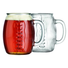 HC Oktoberfest 37 Oz Football Fan Glass Cups Fun Jumbo Drinking - Great For Beer, Mead, & Ale, Stein Mug With Handles Great For Playoffs Everyday, Great Gift For Men (Set Of 2)