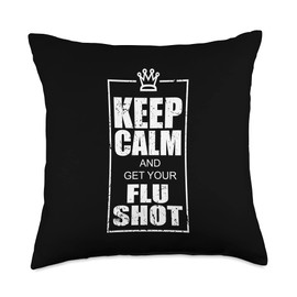 Cute Keep Calm Get Your Flu Shot | Funny Vaccination Gift Throw Pillow