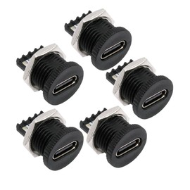 cablecc 5pcs/Set DC Power 5V/20V DIY OEM Type C Female Socket Connector to 6Pin PCBA Pinout PD IP67（Scew Nut Mount Type）