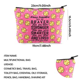 WCGXKO Softball Gift Softball Player Coach Gift Softball Zipper Makeup Pouch For Softball Lover (Softball)
