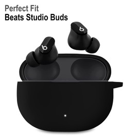 Geiomoo Silicone Carrying Case Compatible with BeatsStudio Buds, Portable Scratch Shock Resistant Cover with Carabiner (Black)