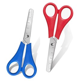 2 Pcs Kids Scissors,Children Blunt tip Safety Scissors with cm-Scale,Plastic Handle Children Scissors Safety Scissors for Kids for Scrapbooking Art DIY Craft Students Teaching Stationery