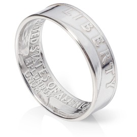 Silver Quarter Ring with 'Heads' Side - Vintage 1954-1964 Coin Ring with Polished Finish (1960, 9)