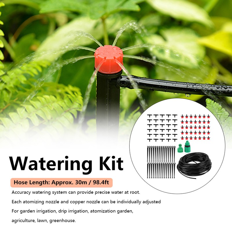 Garden Drip Irrigation System Automatic Watering Nozzles Pipe Kit 30m