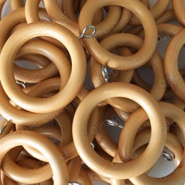 Deville 28mm Wooden Wood Curtain Rings, Natural, 10 PACK