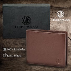 LINDENMANN Men's Leather Wallet Brown, dark brown