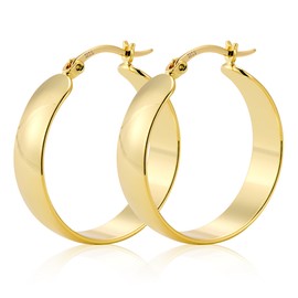 ALEXCRAFT Thick Earrings Silver 925 Gold Large Hoop Earrings 14K Golden Earrings Women's Chunky Large Gold Hoop Earrings for Women Girlfriend Girls Mum, Bronze, Created Zircon