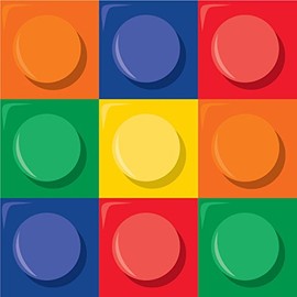 Club Pack of 192 Colorful Building Block Themed 2-Ply Beverage Party Napkins 5"