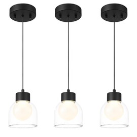 LMS Pendant Light Sets, Set of 2 Matching Bundle, Modern Industrial Pendant Lighting Fixture, LMS-601PL-BK, LMS-601PL-BK 2PK