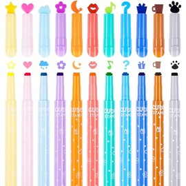 NiArt Paquete de 11 bonitos resaltadores de color caramelo con mini puntas de sello para colorear, dibujar, ilustrar, escribir en diario y manualidade