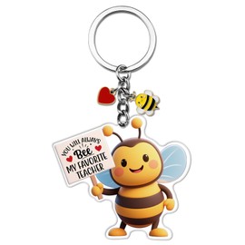 Teacher Gifts For Women Man Coworkers Acrylic Cute Bee Keychain Teacher Appreciation Gifts From Student Christmas Valentine's Day Gift Keyring Thank You Back To School Gift