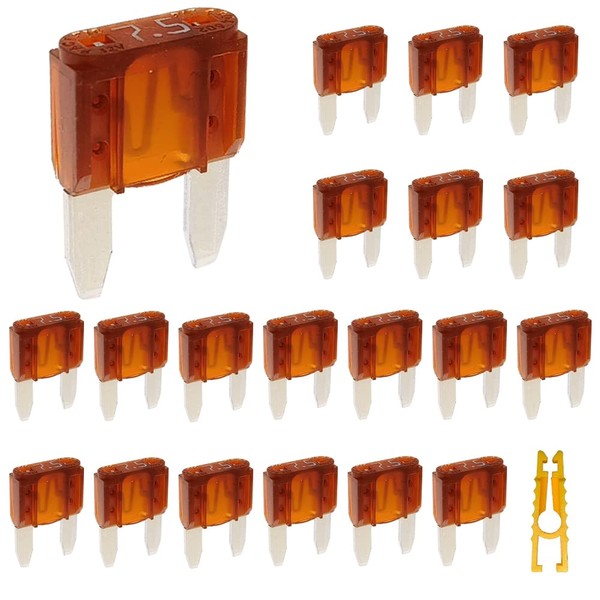 Yoiilnz 20pcs Mini Blade Fuse and 1 Fuse Puller 7.5A