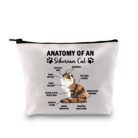 G2TUP Funny Siberian Cat Gift Anatomy of an Siberian Cat Makeup Bag Siberian Cat Mama Cosmetic Bag Siberian Cat Owner Gift (an Siberian Cat CB)