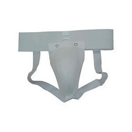 Kick Boxing Groin Guard White ELASTICATED with Removable Cup Insert - JUNIOR