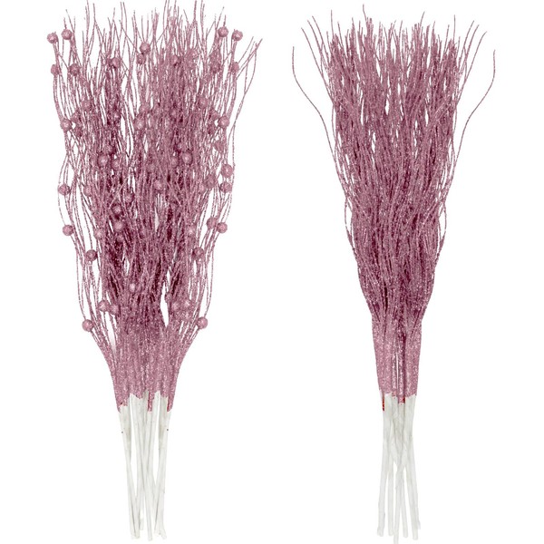 Pseutio 18 Pack Artificial Glitter Berry Stem Ornaments, Christmas Decorative