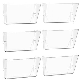 Gawerk Clear Acrylic Single Pocket, Plastic Hanging Wall Mount File Holder for Office Home (Clear, 6 Pack)