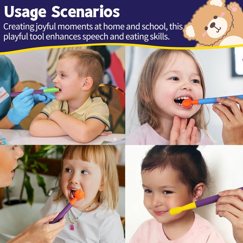 Oral Sensory Stimulation Kit with 6 Soft Textured Heads for