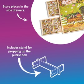 Buffalo Games - Wood Puzzle Table - 1000 Piece Size - Jigsaw Puzzle Accessory - Storage Drawers with Dividers for Pieces - Preassembled in Box Just Add Handles