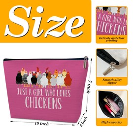 Ythuil Funny Chicken Gifts Makeup Bag, Just A Girl Who Loves Chickens, Cosmetic Bag for Purse, Animal Lovers Gifts for Women, Besties, Daughter, Best Friends