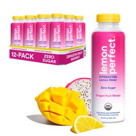 Lemon Perfect Dragon Fruit Mango, Hydrating Flavored Lemon Water, Zero Sugar, Delicious and Refreshing, Organic, 15.2 fl oz Bottles (12-Pack)