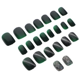 WOONEKY Short Cat Eye Fake Nails for Autumn Winter Stylish False Nails for Easy Diy Charming Design for Personal Use Sharing