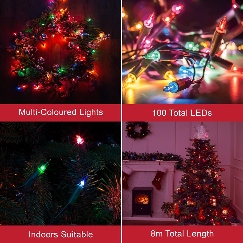 The Christmas Workshop 75230 100 Multi-Coloured Christmas Tree Lights /